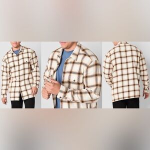 Mutual Weave Men's Size 2XL Big and Tall Midweight Beige Shadow Shirt Jacket New